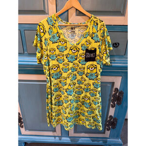 Women's Briefly Stated Pajamas 2X Yellow Blue Despicable Me Minions Nightgown